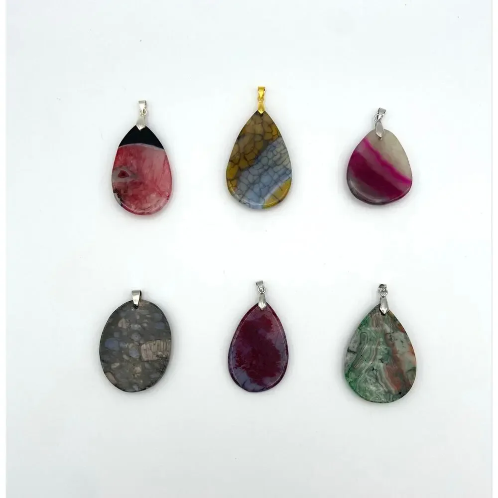 Destash Lot 18 Stone Pendants and Bails Jewelry Making & 1 Glass Pendant Lot #2